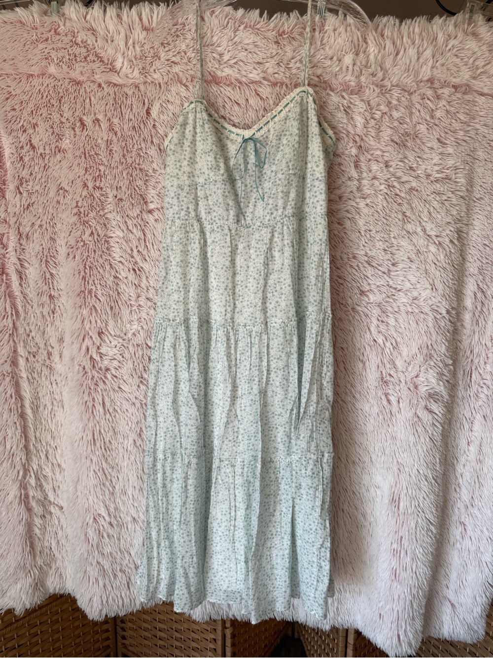 Trixxi Light Blue Floral Tiered Maxi Dress with Spaghetti Straps